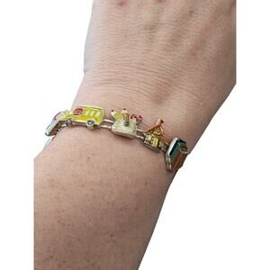 Teachers Charm Bracelet School-Bus/Apple--Book/Globe/Best-Teacher